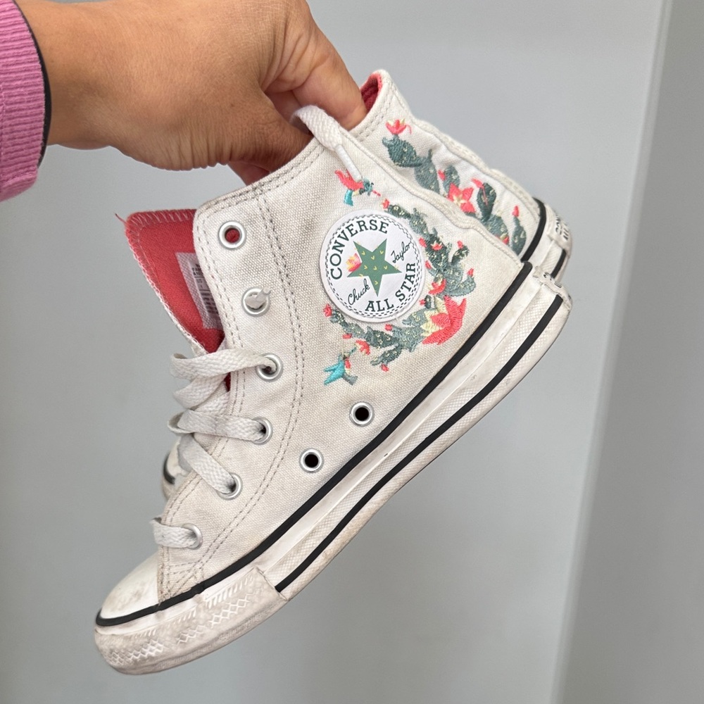Converse Kids High-Tops - White with Floral Accents